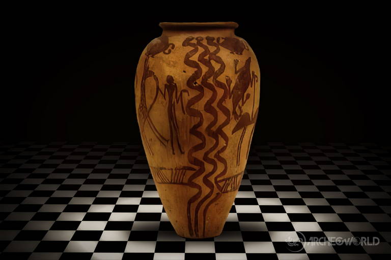 Vaso di epoca predinastica con rappresentazione di linee zigzaganti