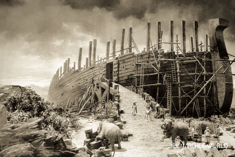 Noè costruisce l'Arca sulle indicazioni di Dio