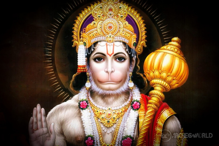 Hanuman, personificazione di saggezza, giustizia, onestà e forza. Fedele alleato di Rāma